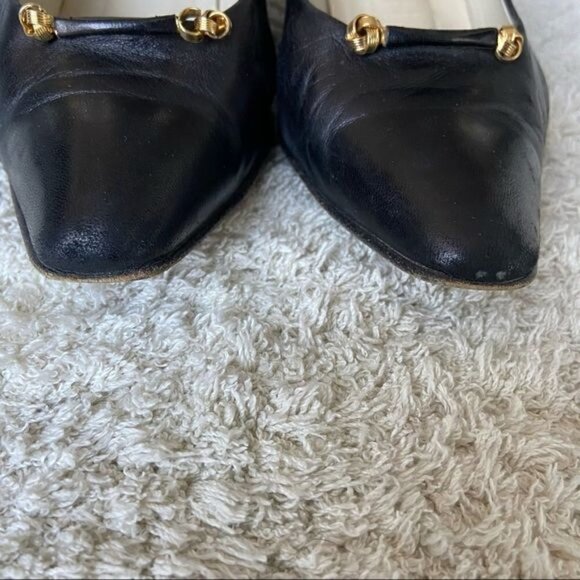BALLY vintage pointed toe black heels Juniper 7 - Picture 2 of 7